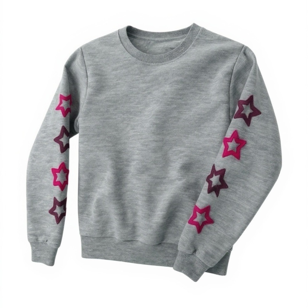 Splendid Gray Sweatshirt with Pink Star Accents